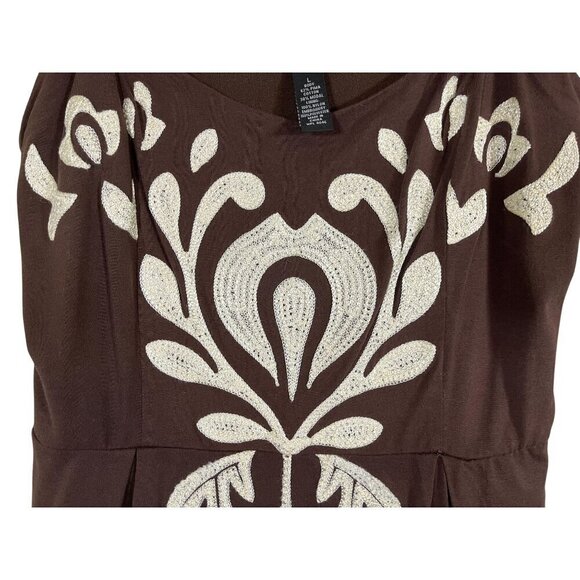 INC Dress L Brown Tank Floral Boho Midi Y2K Festival 80s Indie Festival Classic - Picture 9 of 15